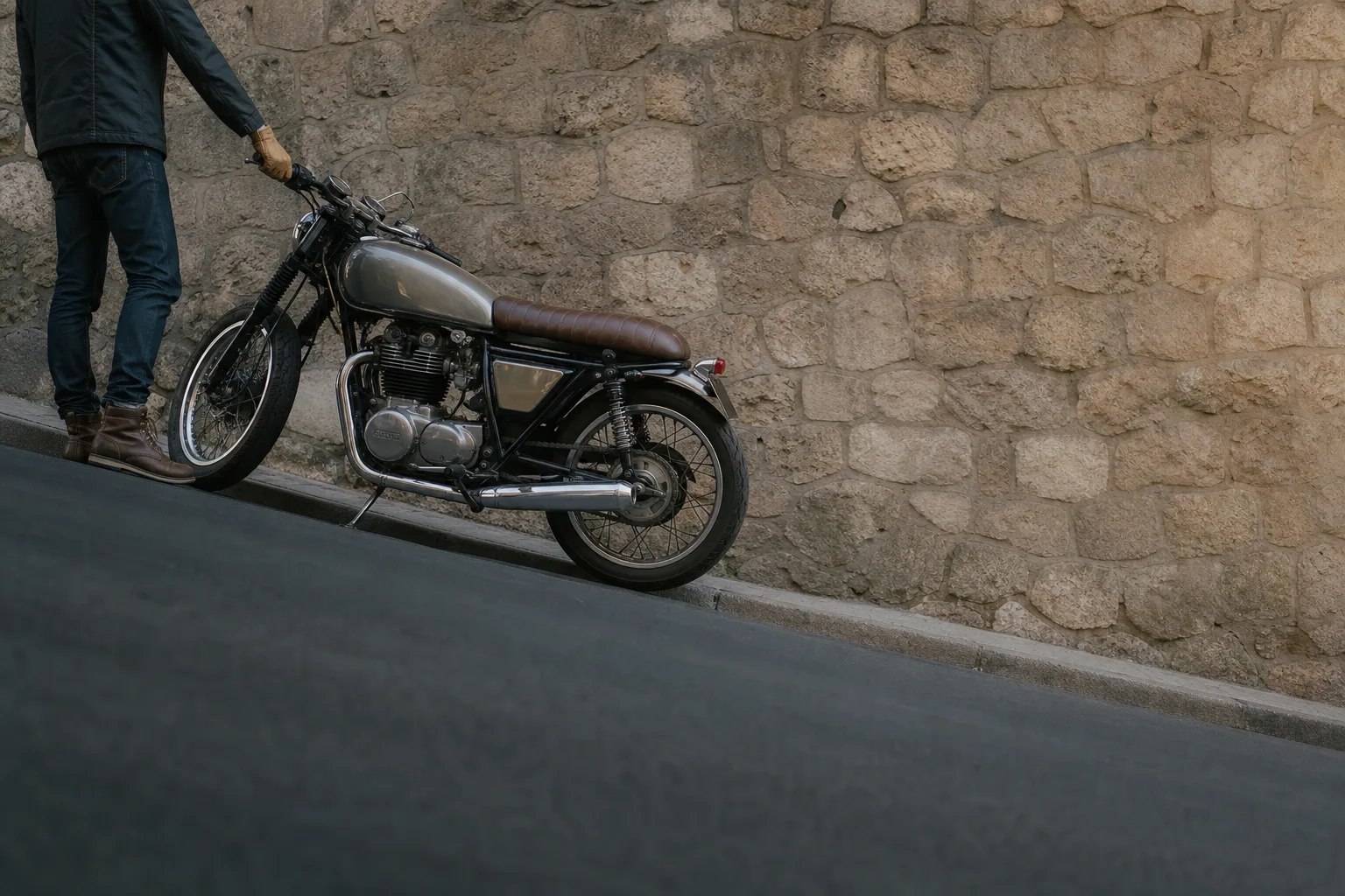 Comment garer sa moto en pente