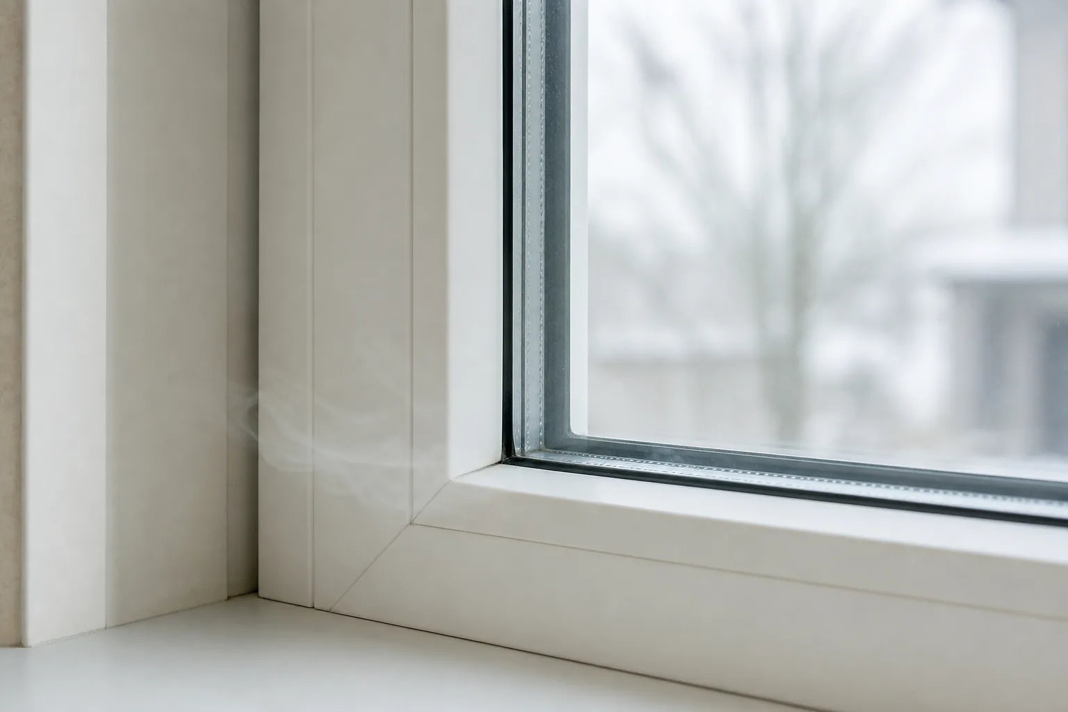 Joint de fenêtre en PVC qui laisse entrer l'air froid malgré un bon état apparent