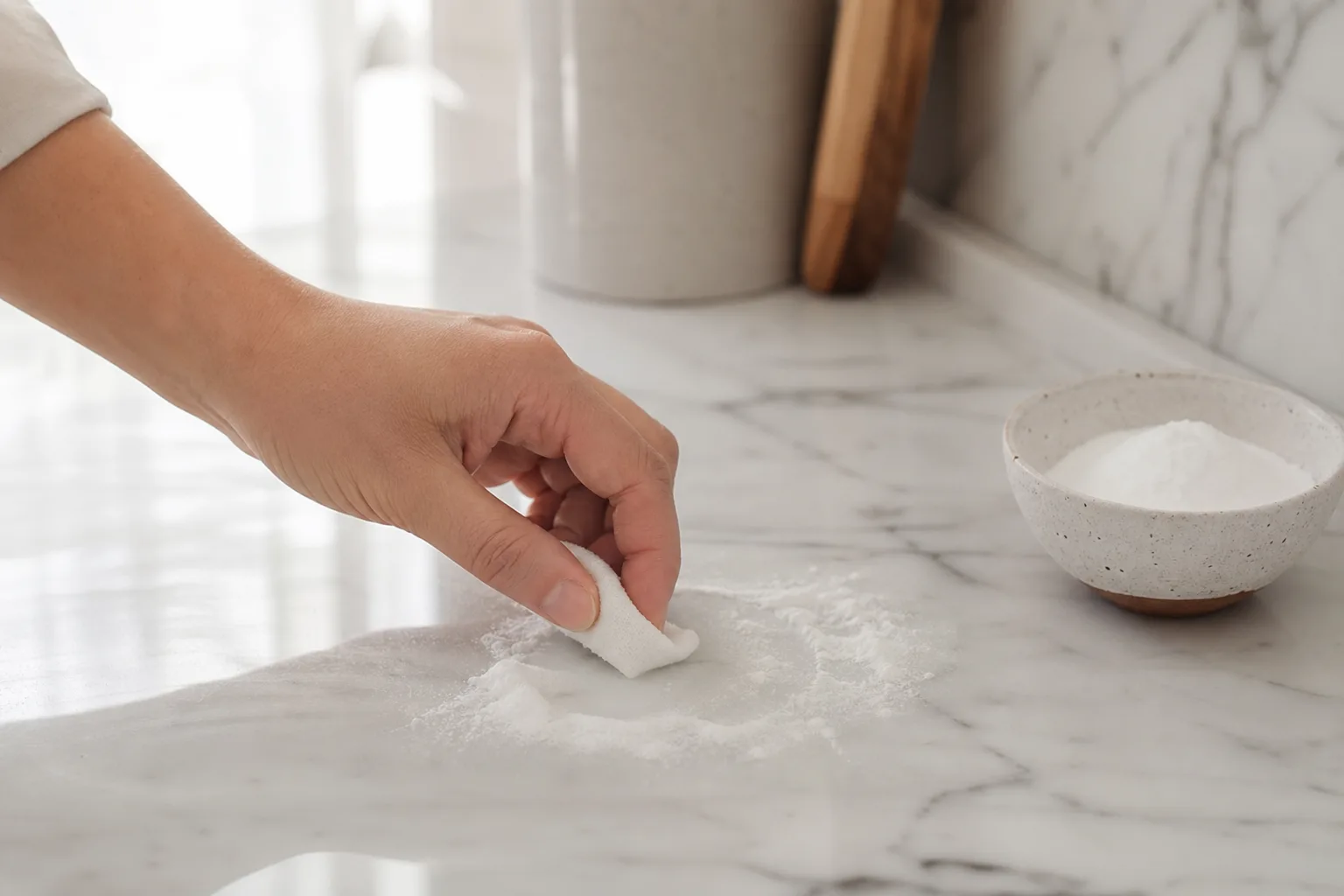 Avez-vous déjà essayé de nettoyer du marbre avec du bicarbonate de soude ? C&rsquo;est magique !