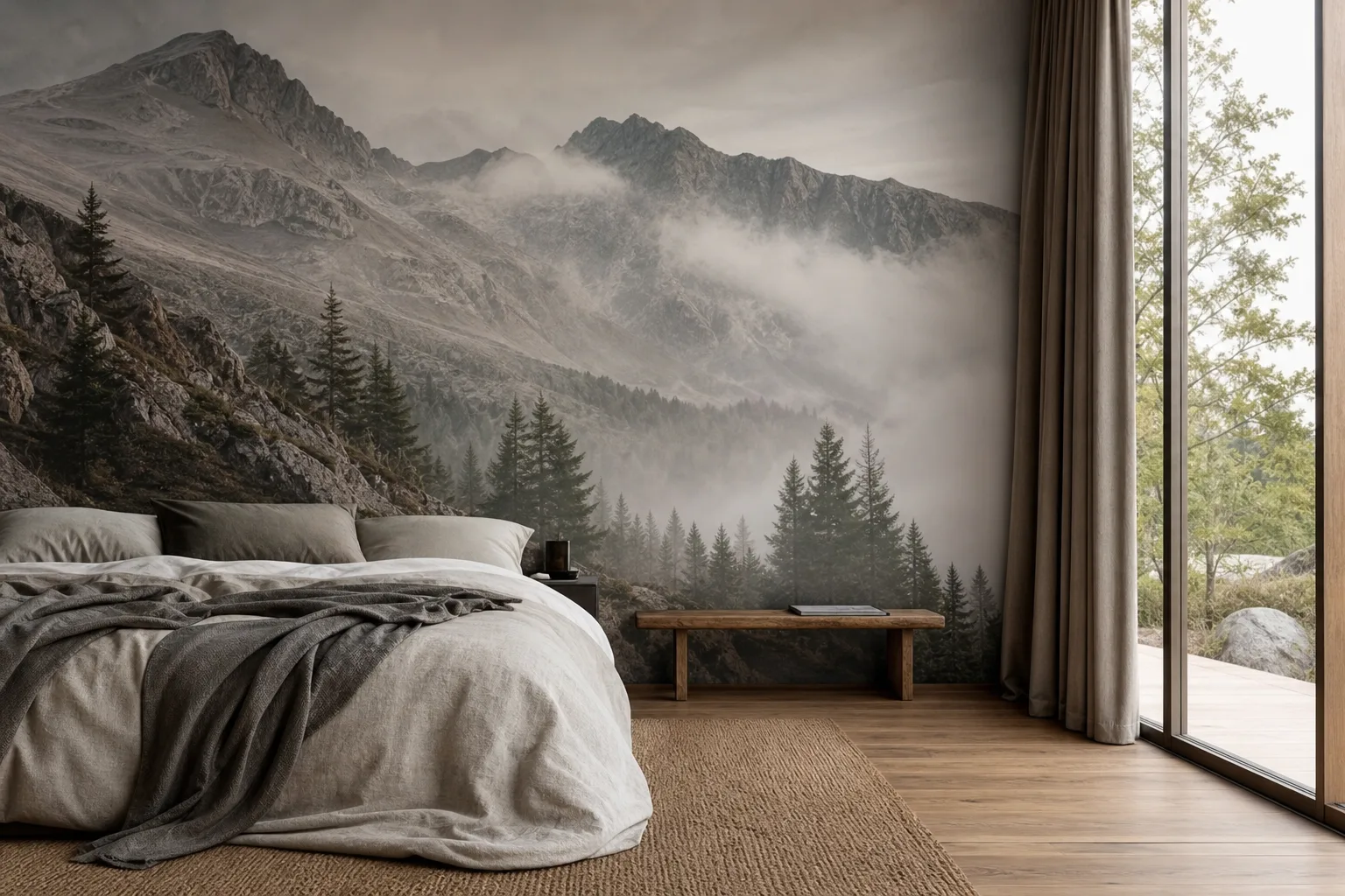 Papier peint panoramique de paysage montagneux : un sommet de décoration
