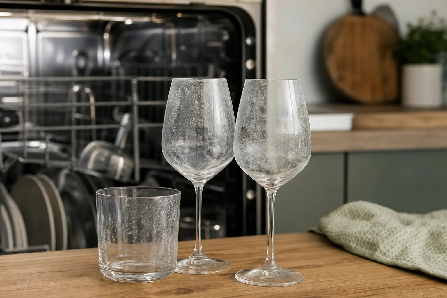 Verres blanchis au lave-vaisselle : calcaire ou verre corrodé